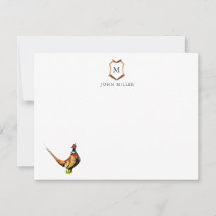 Carte De Remerciements Cimier avec plumes Monogrammé plat