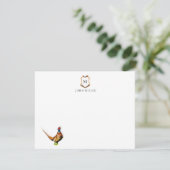 Carte De Remerciements Cimier avec plumes Monogrammé plat (Debout devant)