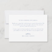 Carte De Remerciements Cimier Floral Bleu Monogramme Mariage élégant (Dos)