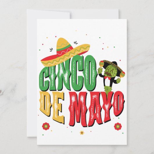 Carte De Remerciements Cinco De Mayo Avec Casquette Cactus Funny Cinco De (Devant)