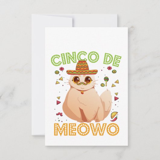 Carte De Remerciements Cinco De Mayo Drôle Chat Mexicain Cindo De Mayo Ca (Devant)