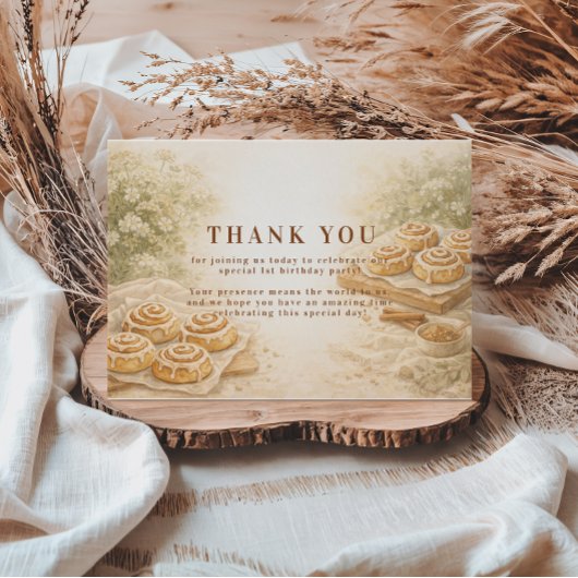 Carte De Remerciements Cinnamon Bakery Little Bun 1st Birthday