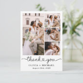 Carte De Remerciements Cinq photo Collage Script Mariage de coeur (Debout devant)