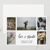 Carte De Remerciements Cinq photos de mariage élégant | Script de Love &  (Devant / Derrière)