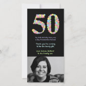 Carte De Remerciements cinquantième L'anniversaire monte en ballon le (Devant)