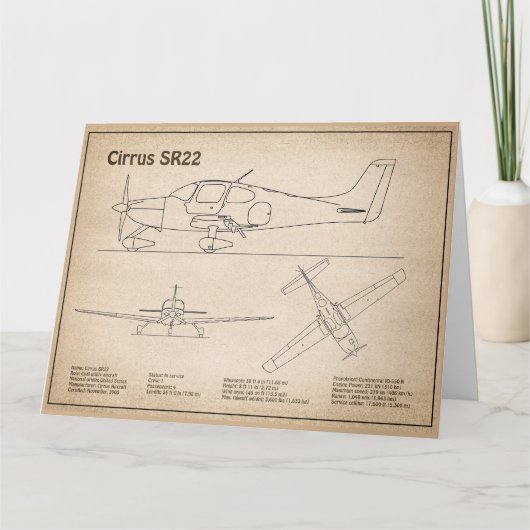 Carte De Remerciements Cirrus SR22 - Plans de dessin du plan directeur de (Devant)