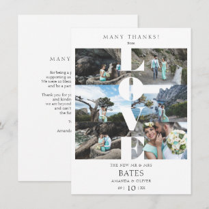 Carte De Remerciements Citation d'amour blanc tendance Collage Mariage 6 