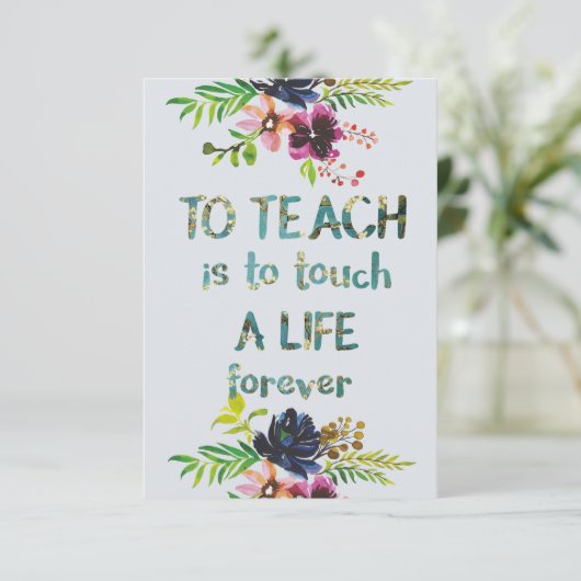 Carte De Remerciements Citation d'appréciation de l'enseignant Script cal (Debout devant)