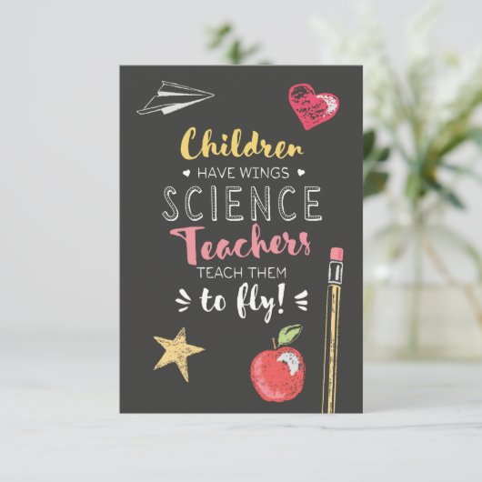 Carte De Remerciements Citation de belles ailes - Enseignants en sciences (Debout devant)