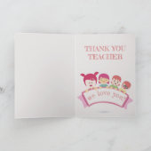 Carte De Remerciements Citation de l'enseignant cool Floral Rose (Intérieur)