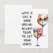 Carte De Remerciements Citation drôle de vin pour ami (Devant / Derrière)