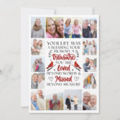 Carte De Remerciements Citation du cardinal Collage photo Funérailles Sym (Devant)