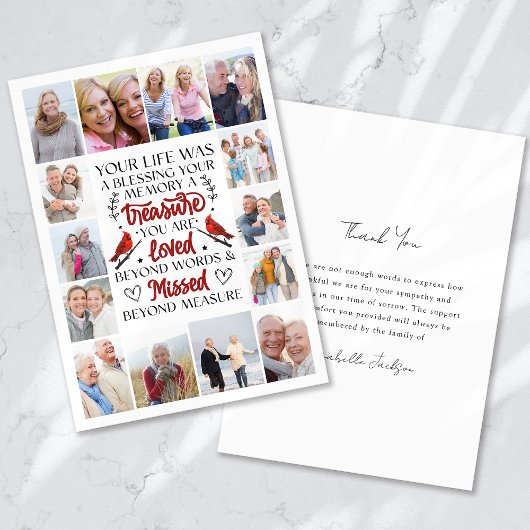 Carte De Remerciements Citation du cardinal Collage photo Funérailles Sym