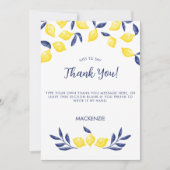 Carte De Remerciements Citron au Citrus Aquarelle (Devant)