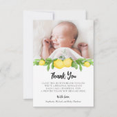 Carte De Remerciements Citron Baby shower photo (Devant)