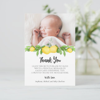 Carte De Remerciements Citron Baby shower photo