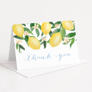 Carte De Remerciements Citron Bleu Poudre Citrus Bébé Ou Mariage