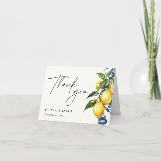 Carte De Remerciements Citron Citrus Positano Mariage italien (Devant)