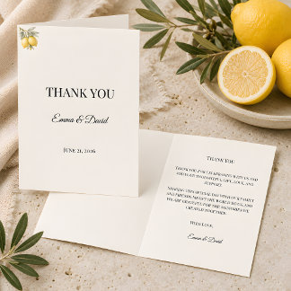 Carte De Remerciements Citron de la Côte d'Amalfi de luxe