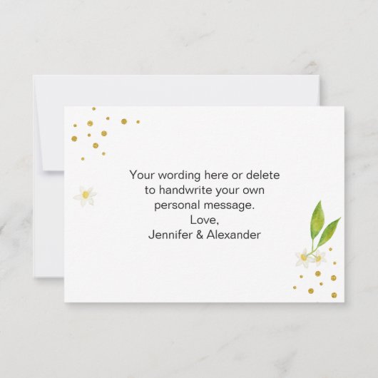 Carte De Remerciements Citron et Or (Dos)