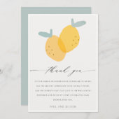 Carte De Remerciements Citron jaune mignon Fruit Citrus Baby shower clair (Devant / Derrière)
