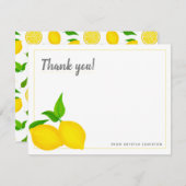 Carte De Remerciements Citron jaune moderne blanc (Devant / Derrière)
