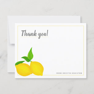 Carte De Remerciements Citron jaune moderne blanc