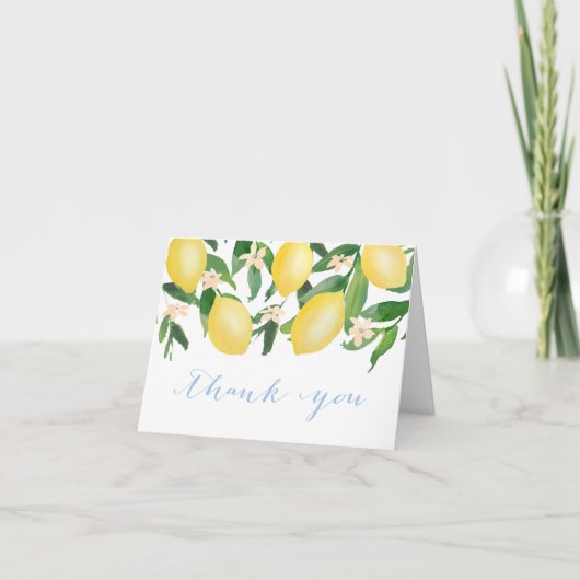 Carte De Remerciements Citron Poudre Bleu Citrus Bébé Ou Réception De Mar (Devant)