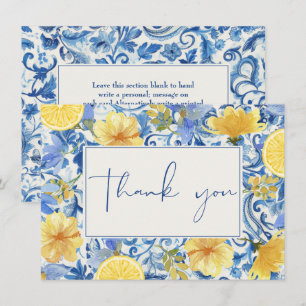 Carte De Remerciements Citron principal squeeze bleu baby shower