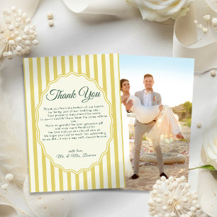 Carte De Remerciements Citron Vert Élégant Moderne Rayures Mariage
