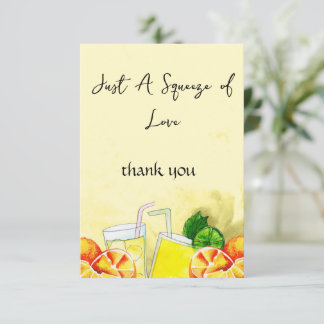 Carte De Remerciements Citronnade Squeeze of Love Citron Fête de Mariage