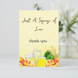 Carte De Remerciements Citronnade Squeeze of Love Citron Fête de Mariage