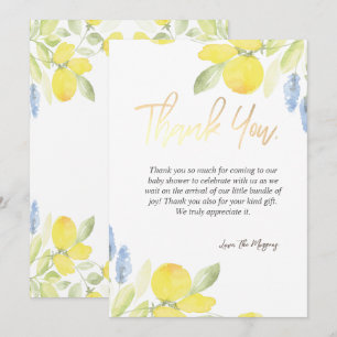 Carte De Remerciements Citrons à l'aquarelle chic