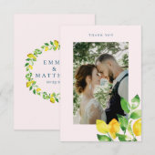 Carte De Remerciements Citrons d'été et feuillage Photo Mariage (Devant / Derrière)