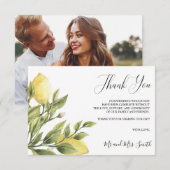 Carte De Remerciements Citrons et feuille mariage photo tank vous (Devant / Derrière)