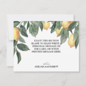 Carte De Remerciements citrons jaune et feuilles verts (Dos)