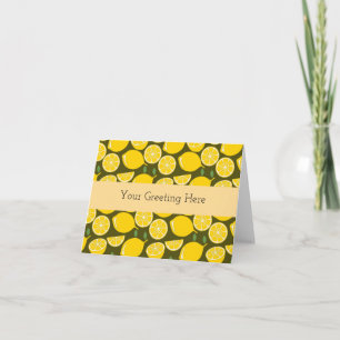 Carte De Remerciements Citrons jaunes et motif vert olive : Citrus modern