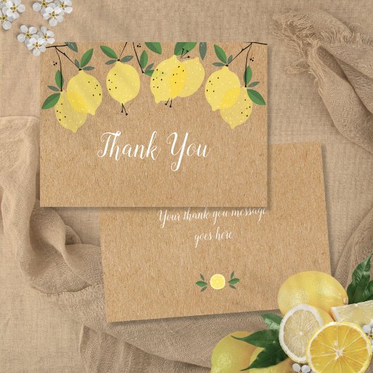 Carte De Remerciements Citrons Verdure Floral Rustique Bohème
