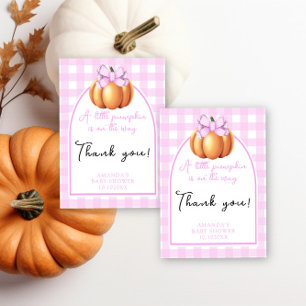 Carte De Remerciements Citrouille avec baby shower arc en arc rose