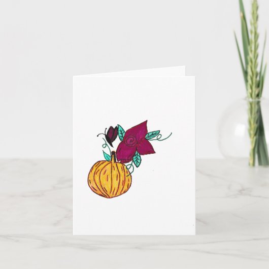 Carte De Remerciements Citrouille avec papillon pourpre (Devant)