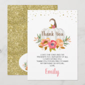 Carte de remerciements Citrouille blanc brillant (Devant / Derrière)