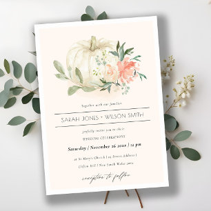 Carte De Remerciements Citrouille blanc doux Blush Floral Wedding Invitat