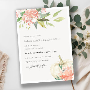 Carte De Remerciements Citrouille blanc doux Blush Floral Wedding Invitat