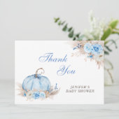 Carte de remerciements Citrouille bleu (Debout devant)