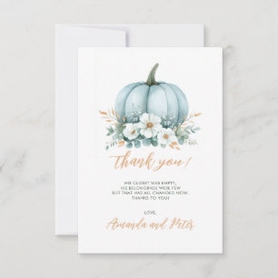 Carte De Remerciements Citrouille bleu automne Baby shower d'Eucalyptus F