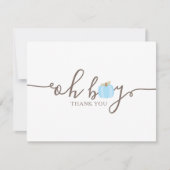 Carte De Remerciements Citrouille bleu Oh Baby shower garçon Automne Merc (Devant)