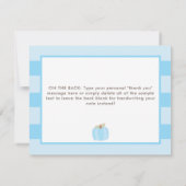 Carte De Remerciements Citrouille Bleu Oh Garçon Automne Baby shower Merc (Dos)