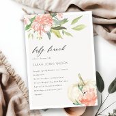 Carte De Remerciements Citrouille Blush Floral Baby Brunch Douche Invitat