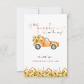 Carte De Remerciements Citrouille Boho Rustique Automne Baby shower Flora (Devant)