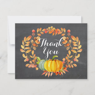 Carte de remerciements Citrouille Chalkboard Fall